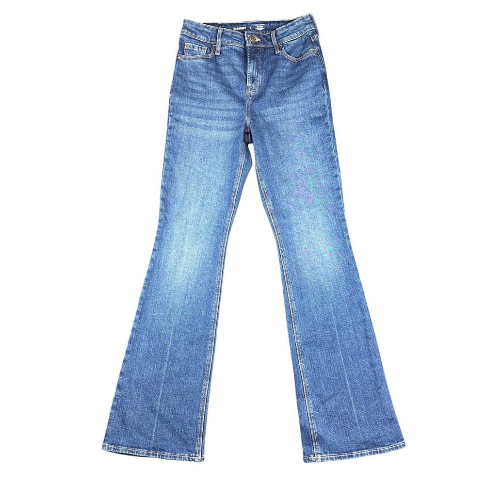 Old Navy Extra High-Rise Flare Jeans Womens 0 Mid Wash Blue Denim Stretch Flare